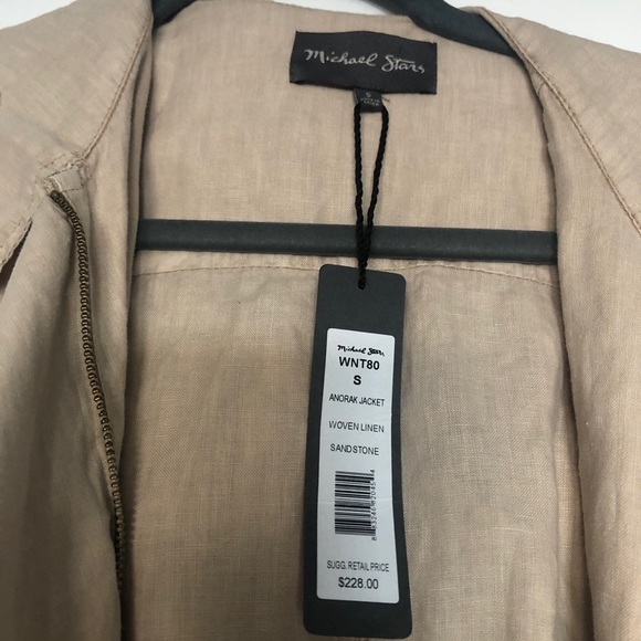 Michael Stars Anorak Linen Jacket in Sandstone - Picture 7 of 7